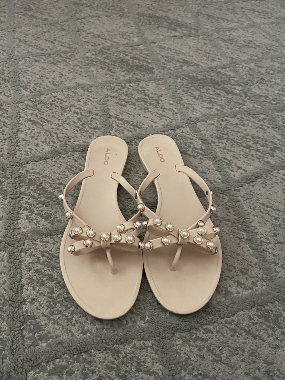 ALDO Blush Pearl-Studded Thong Sandals